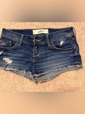 Hollister Dark Blue Distressed Denim Cutoff Shorts